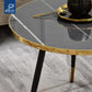 MFurn 2pc Round Modern Coffee Table Set – Black/White with Gold Trim