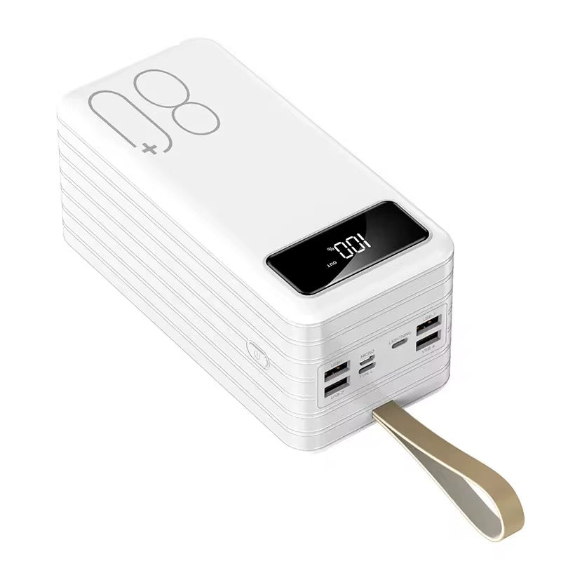 MTech Portable 80000mAh 120W Power Bank Large Capacity External Battery Fast Charging 4USB Ports-Available In Black Or White Options