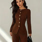 Ladies Modern Long Sleeve Top And Trouser 2pc-Various Colours