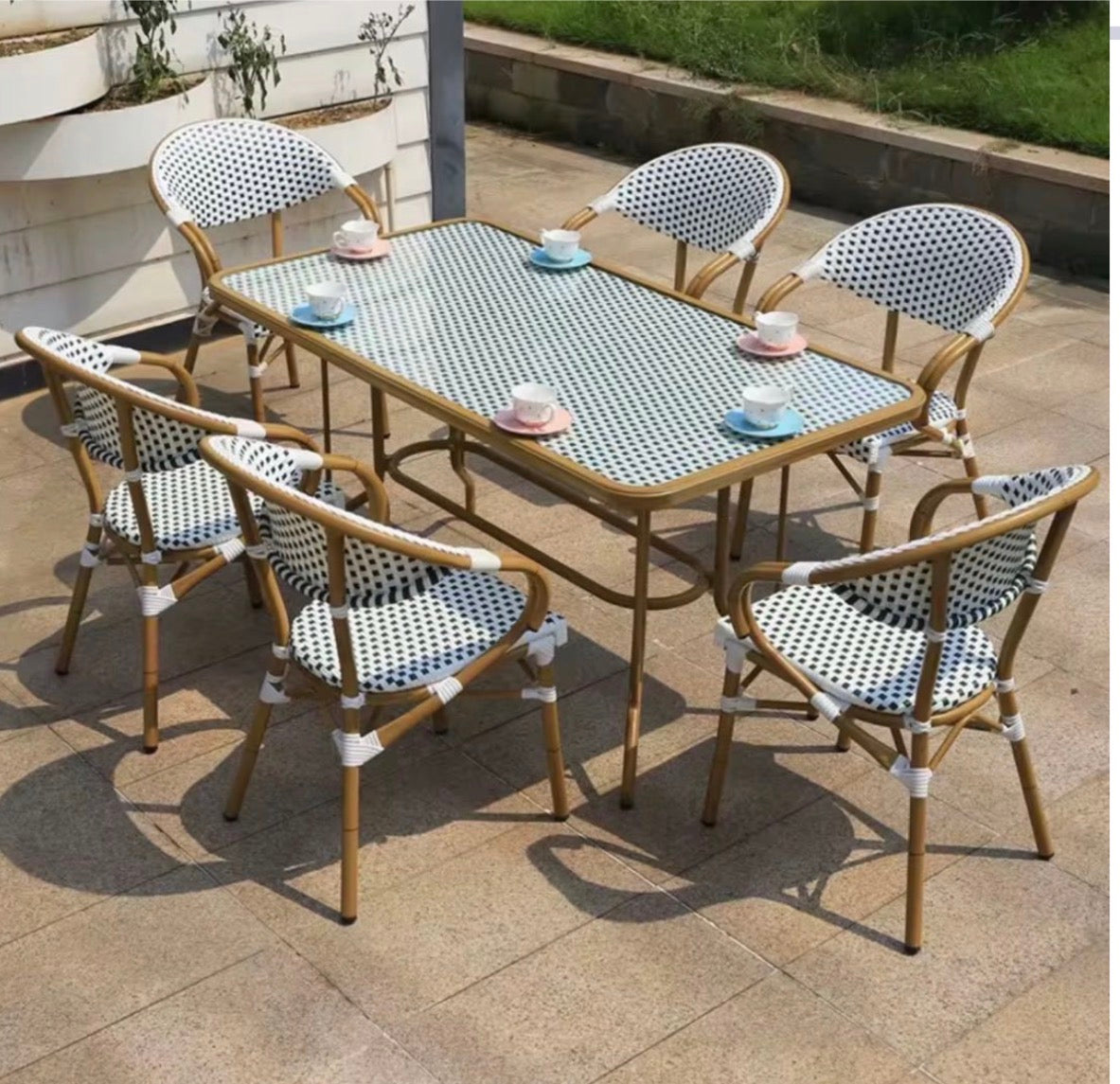 MFurn Lola French Bistro Outdoor Patio Set 7pc-Only Available On Pre-Order