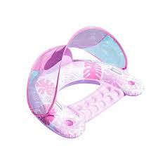 Inflatable Pool Float with Canopy with Cup Holder Compact Lounger for Lake Summer Beach-Various Options