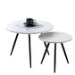Living Room Furniture Set of 2 Round Coffee Tables with Marble Effect Top