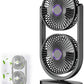 MHome Dual-Head Desktop Fan with 360° Tilt, USB-C Rechargeable, 5 Speeds, Night Light, 30 cm Height