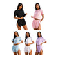 Ladies Summer Outfits for Women,Womens Loungewear Set,Ladies Nightgowns Set,Women Casual Solid Crewneck Short Sleeve Blouse Fashion Short Pants Pajamas