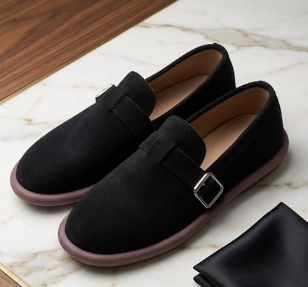 Ladies Suede Monk Strap Loafers-Various Colours