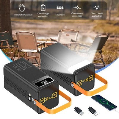 MTech Portable 80000mAh 120W Power Bank Large Capacity External Battery Fast Charging 4USB Ports-Available In Black Or White Options