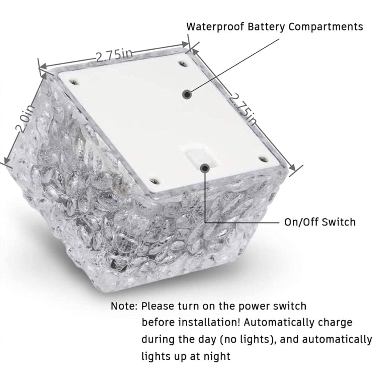 Solar Brick Lights - 6 Pack Solar Ice Cube Lights IP65-Waterproof Brick Light 4-LED Outdoor Brick Decor in Garden