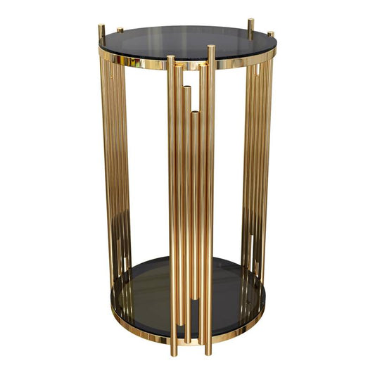 MFurn Chic Black Glass Coffee/Side Table Elegant Gold Frame