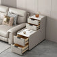 MFURN Modern Simple Style Rectangular White Sintered Stone Side Table with Block Base and 4 Drawers