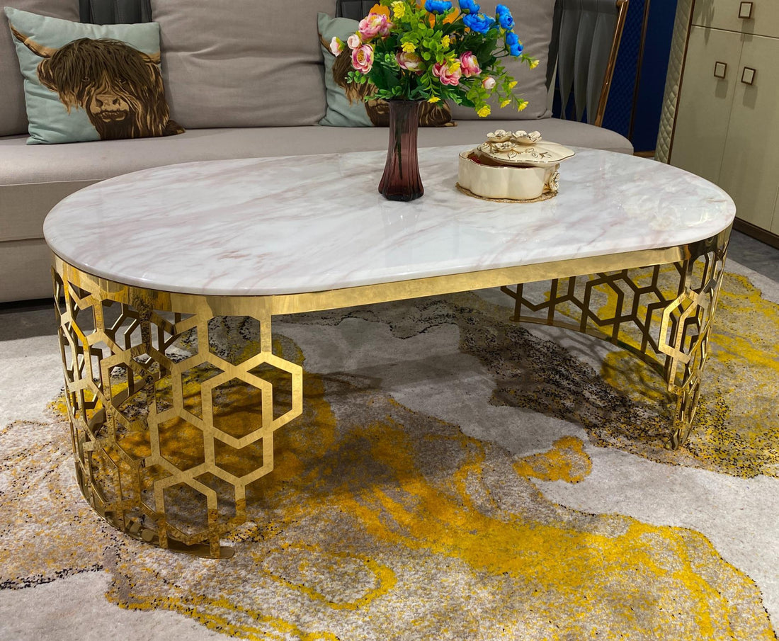 MFURN Elegant Marble Top Coffee Table