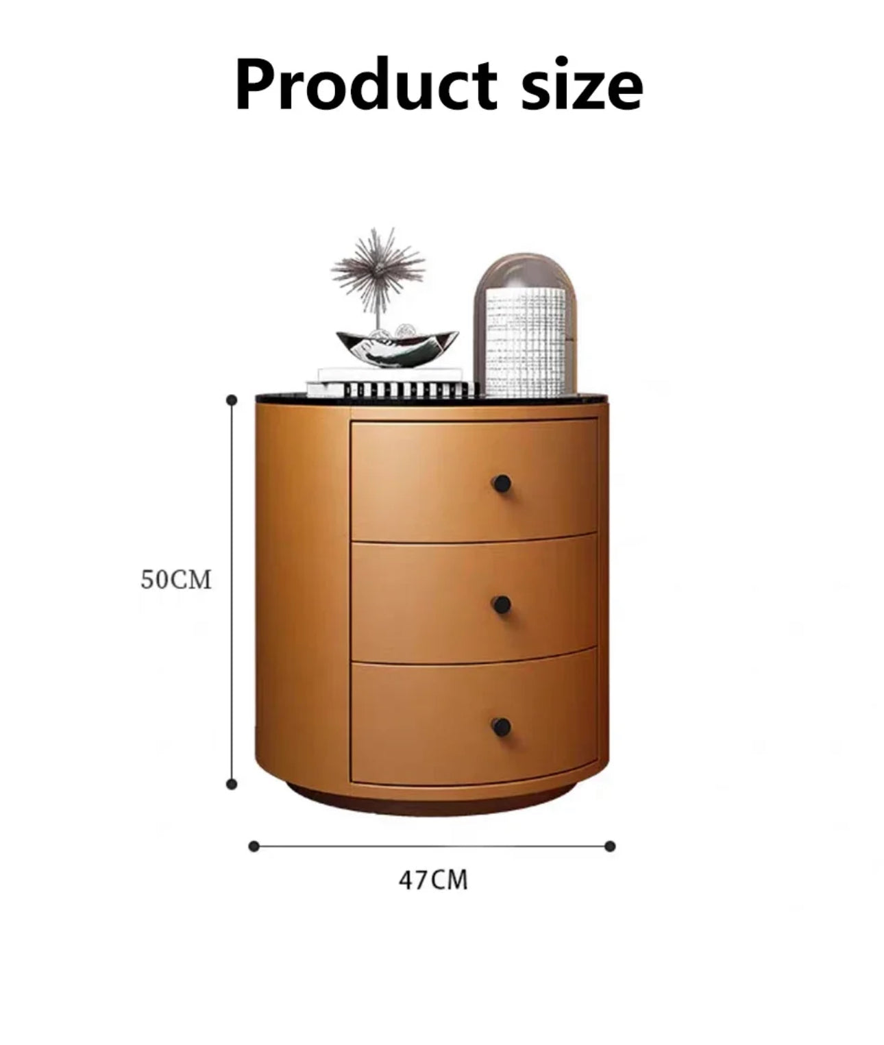 Round Bedside Table Smart Intelligent Audio Password Fingerprint Lock Wireless Charging Leather Wood Cabinet Nightstands - Various Colours