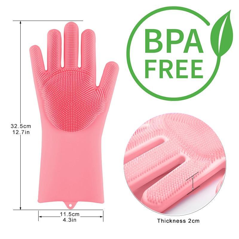 MHOME Multifunction Magic Silicon Dish Washing Gloves 2pc Set