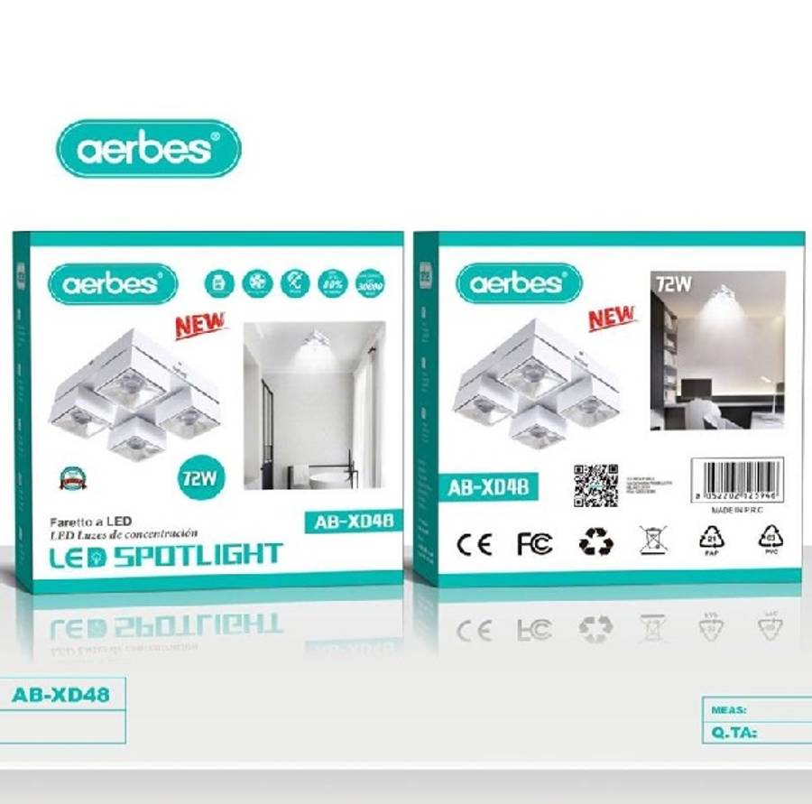 Aerbes AB-XD48 72W 4 Panel Spotlight With Wide Angle Positive White Light