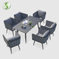 Modern Garden Outdoor Leisure Rope Woven Patio Dining Table + Chair With Aluminium Fame 7pc Set
