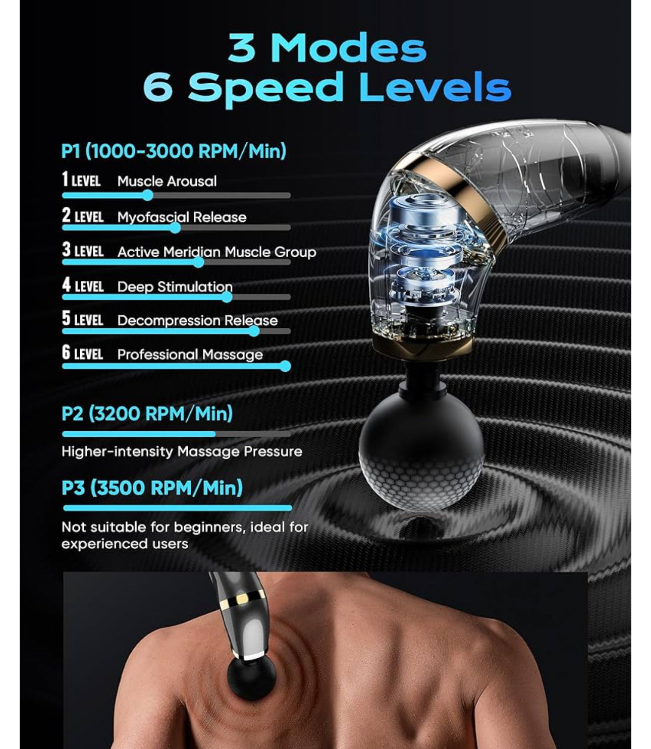 Massage Gun U-Shaped For Full Body Workout 4 Massage Heads