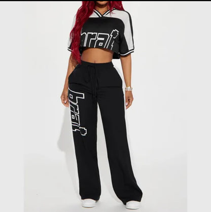 Women Trending Tracksuit Open Top, High Waisted Pants 2pc Set-Various Colours