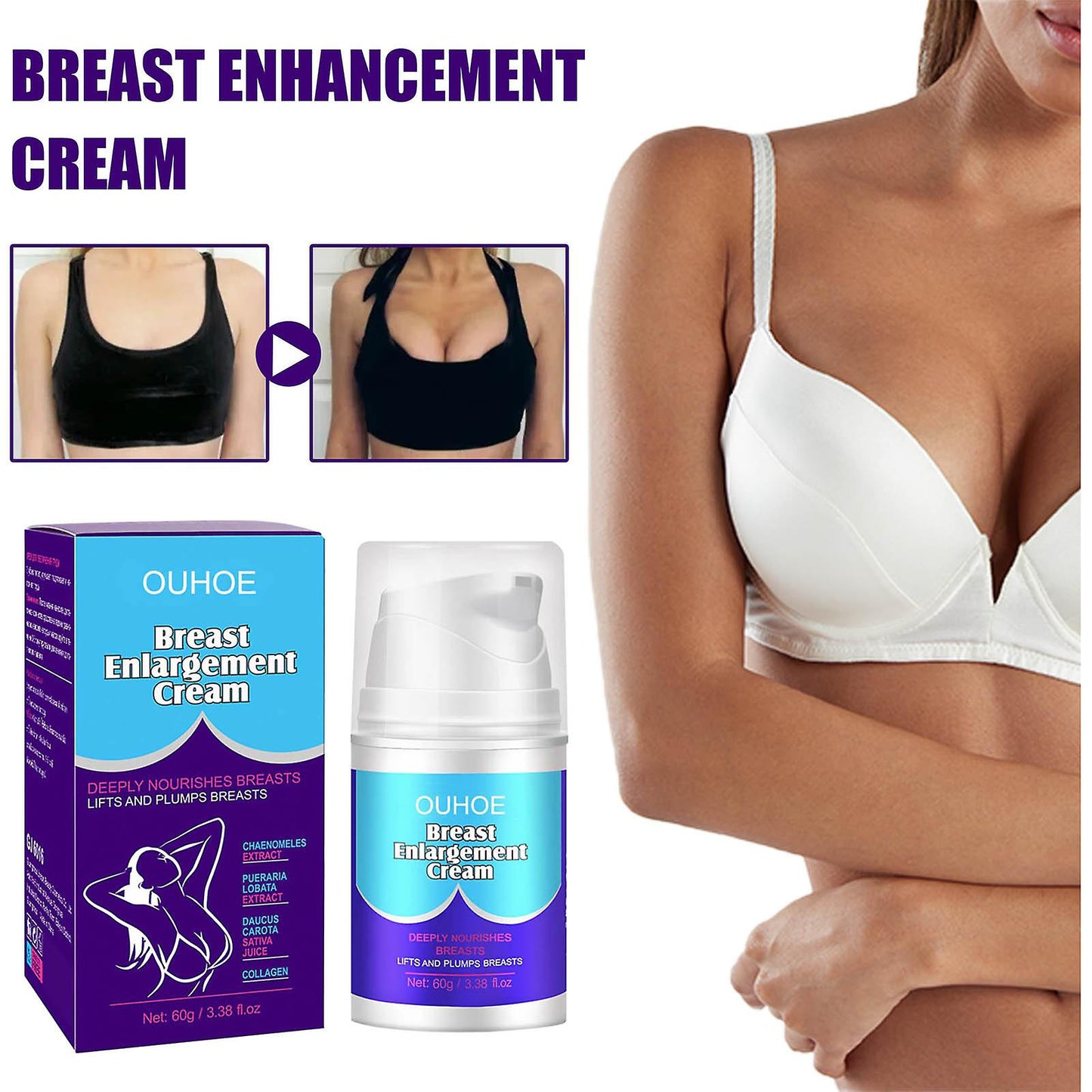 Breast Enhancement Cream, Breast Enlargement, Natural Breast Firming And Lifting Cream For Women 60ml