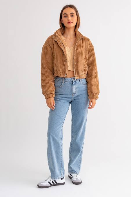 Ladies Cropped Corduroy Puffer Jacket-Various Colours