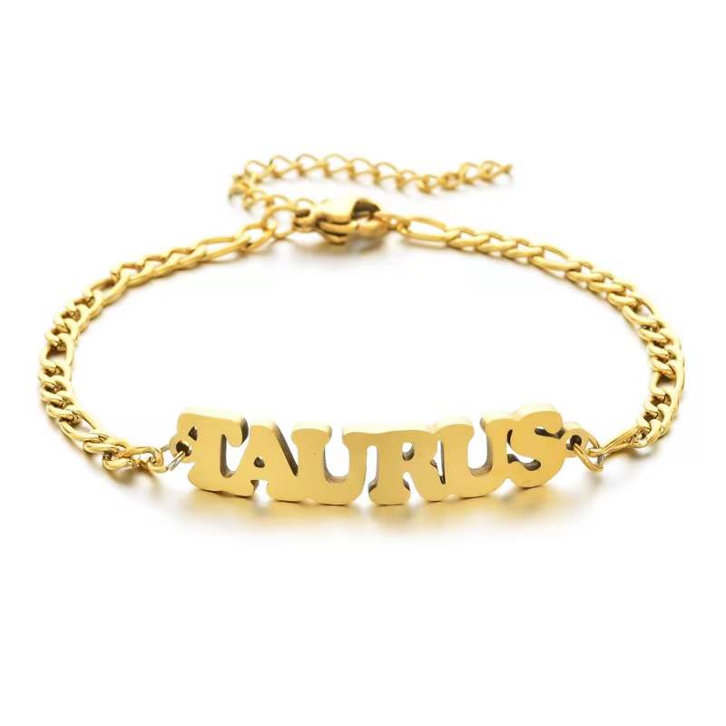 Zodiac Sign Name Bracelet 18K Gold Plated