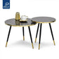 MFurn 2pc Round Modern Coffee Table Set – Black/White with Gold Trim