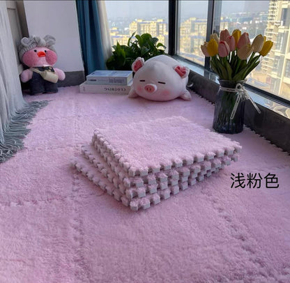 Plush Crawling Mat Interlocking EVA Foam Floor Tiles Puzzle Foam Mat Anti-Slip Carpet for Children's Play Area Baby Bedroom Pet Cage Home Decoration(10pack) - Various Colours