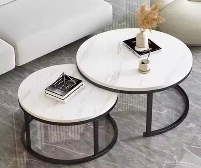 MFURN Round Nesting Table Set 2pc Sintered Top-Various Colours