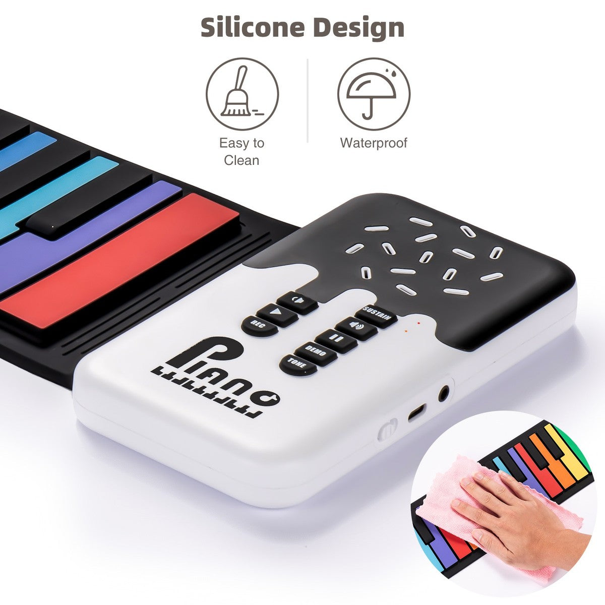 MTech 49-key Roll Up Silicone Electronic Piano Rechargeable Waterproof