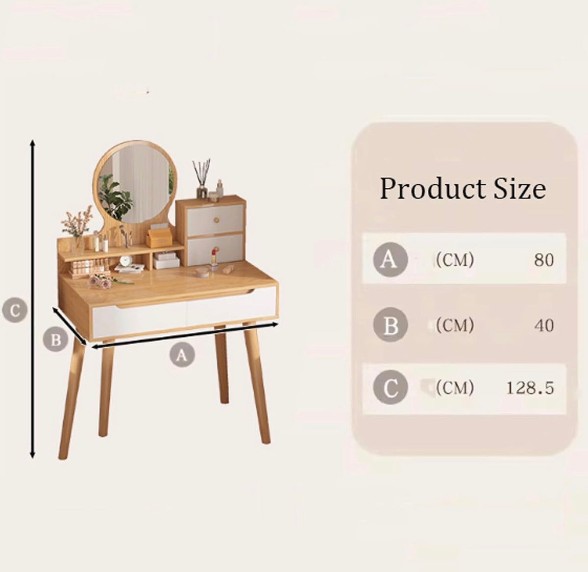 MFURN
Makeup Vanity Desk with Round Mirror Dressing Table for Bedroom with Lots Storage -Various Options
