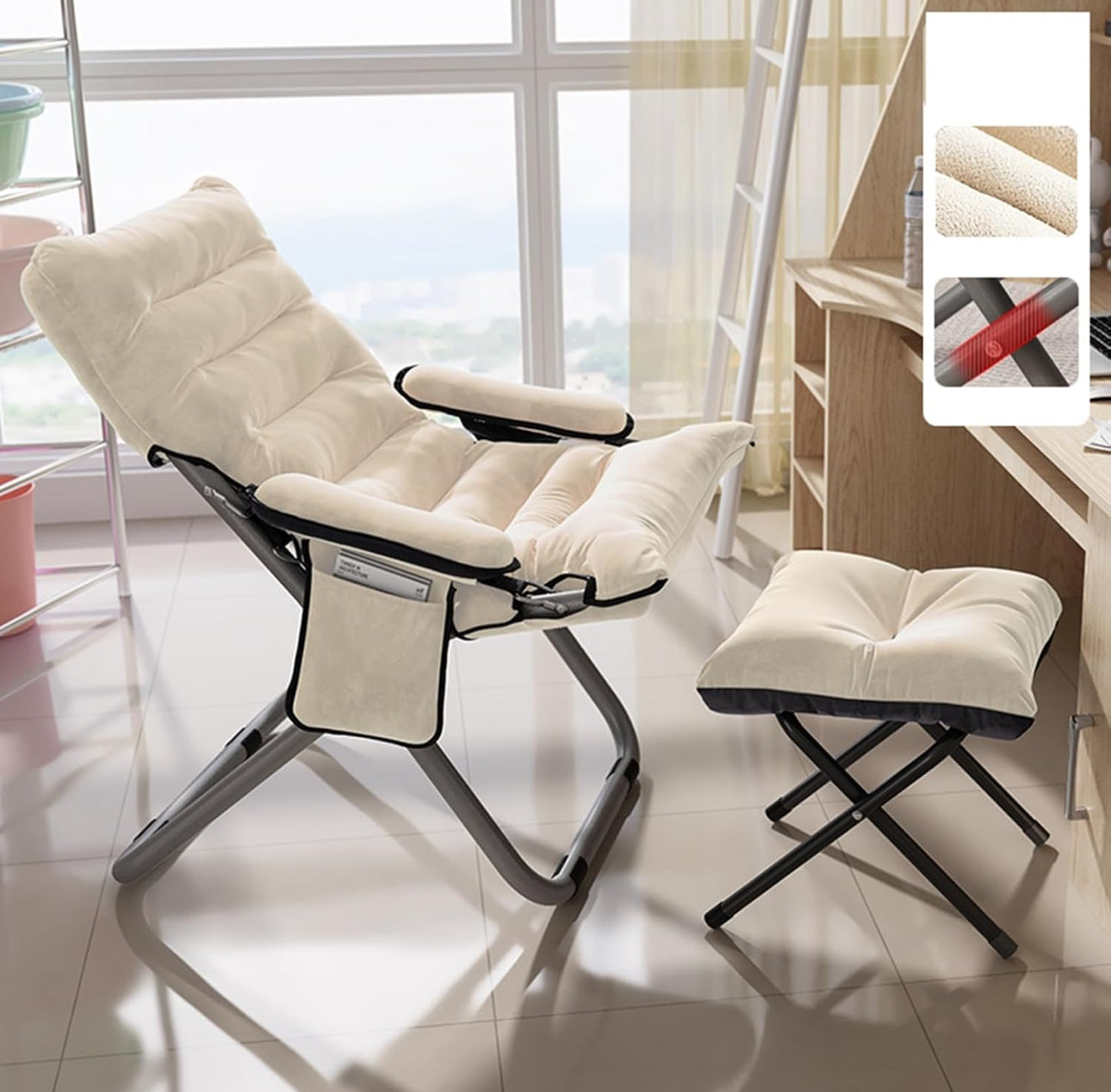MFurn Recliner Chair With Ottoman Folding Lounge Adjustable Lazy Chair