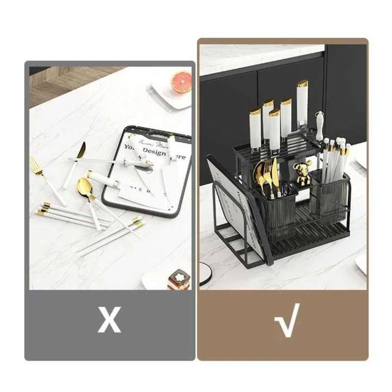 MHome Kitchen Knife & Utensil Holder Rack – Multi-Functional Storage Organizer