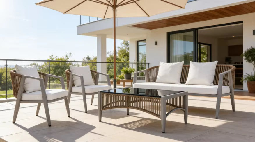 MFURN Pesci Woven Rope Style Outdoor Patio Set 4pc