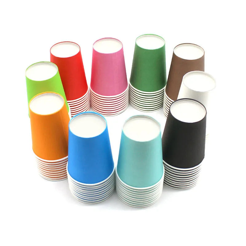 Paper Cups Disposable Drinking Solid 10 Coloured Party Wedding DIY Supplies 10pc Pack