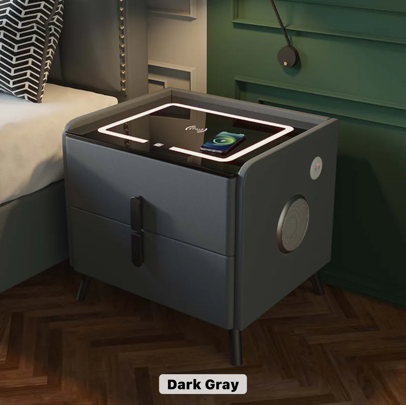 Smart Bedside Table BT, USB + LED +WIRELESS Charger - Various Colours