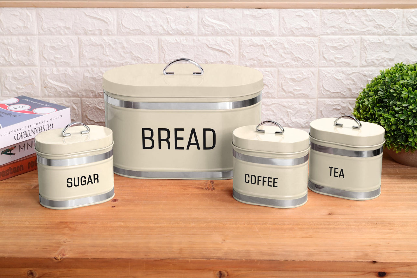 MHome 4pc Vintage-Inspired Kitchen Storage & BreadBin Set-Various Options