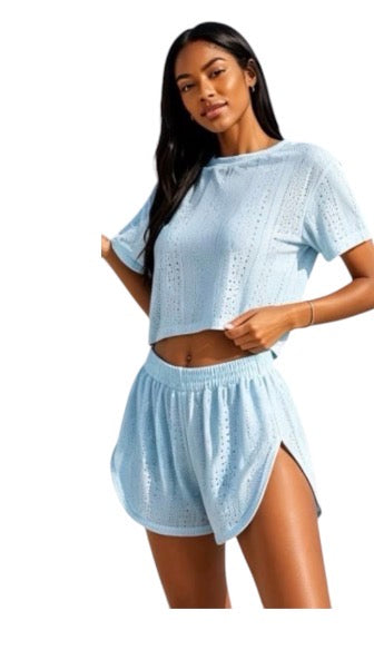 Ladies Summer Outfits for Women,Womens Loungewear Set,Ladies Nightgowns Set,Women Casual Solid Crewneck Short Sleeve Blouse Fashion Short Pants Pajamas