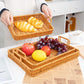 MHome  Kitchen Bread Serving Trays Unique Rectangular Woven Baskets for Fruit and Bread with Easy Carry Handle 3pc Set