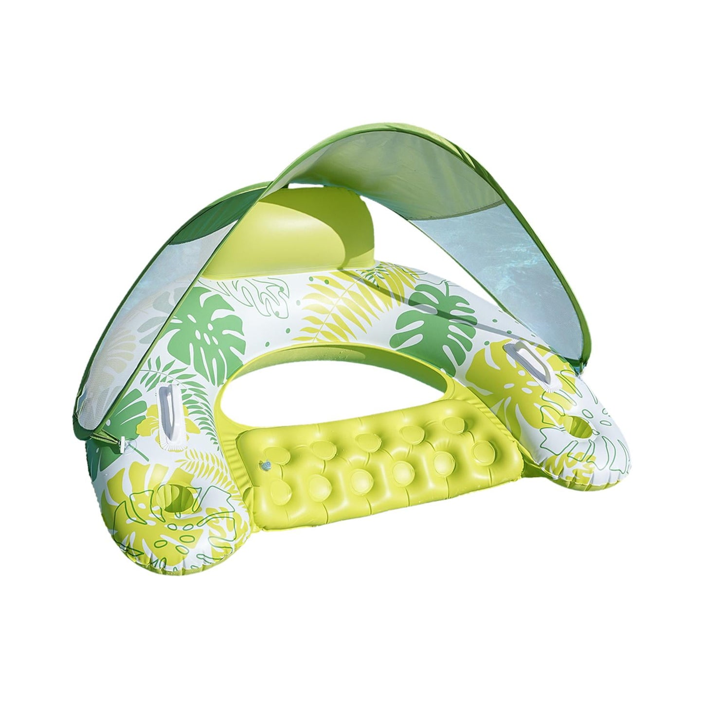 Inflatable Pool Float with Canopy with Cup Holder Compact Lounger for Lake Summer Beach-Various Options