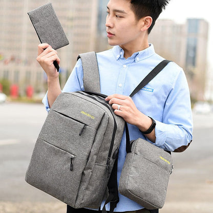 3 Pieces Business Travel Computer Daypack With USB Charging Port-Various Colours