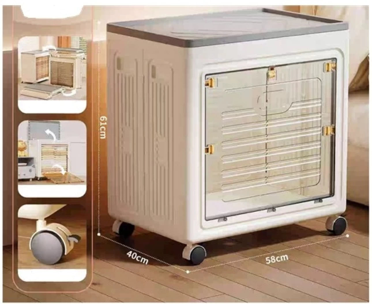 MHome Space Saving Foldable Roller Storage Cabinet