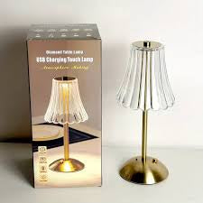 MTech Nordic Crystal Rechargeable Table Lamp LED Bar Lamp Touch Dimmable Golden Desk Lamp Living Room Bedroom-Various Options
