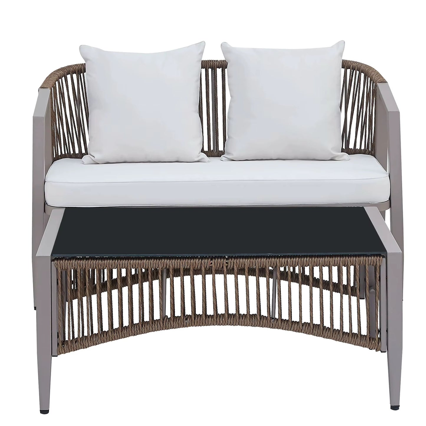 MFURN Pesci Woven Rope Style Outdoor Patio Set 4pc