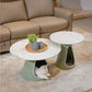 MFURN Modern Minimalist Round Stone Slab Iron Coffee Table 2-Tier For Living Room
