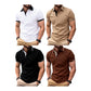 Mens Polo Style Shirts Casual V Neck Textured Slim Fit Solid Short Sleeve Cotton Knit Soft Tees Activewear-Various Colours