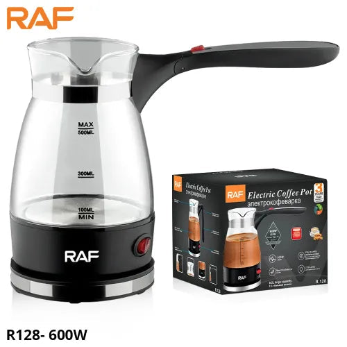 RAF R.128 Electric Glass  0.5L Turkish Coffee Pot 600W - Portable Arabic Coffee Kettle