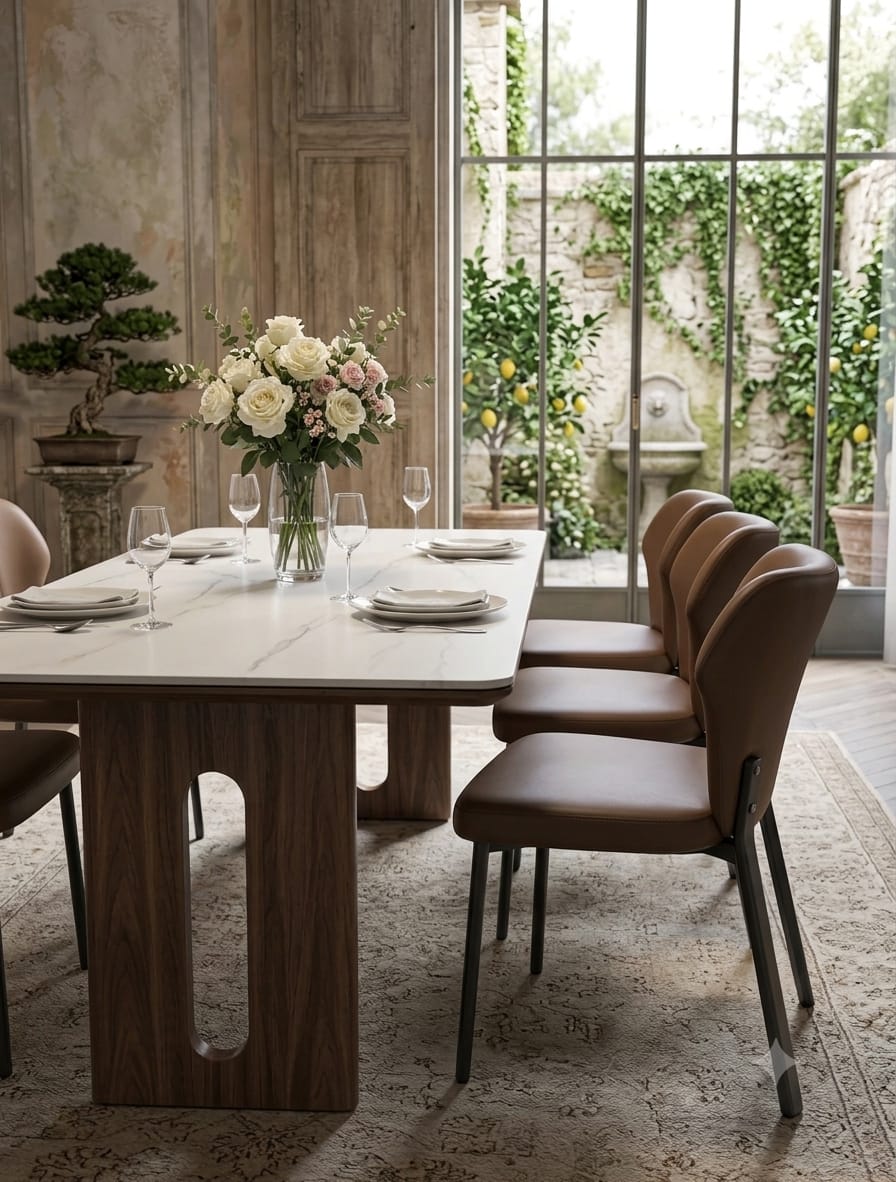 MFURN Italian Styled Walnut Dining Set 7pc