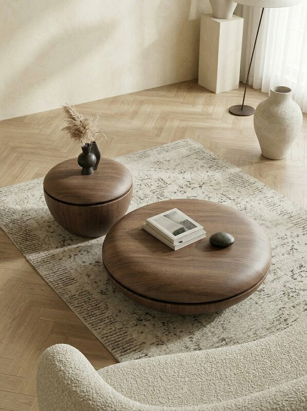 MFURN Designer Coffee Table Set 2pc Walnut