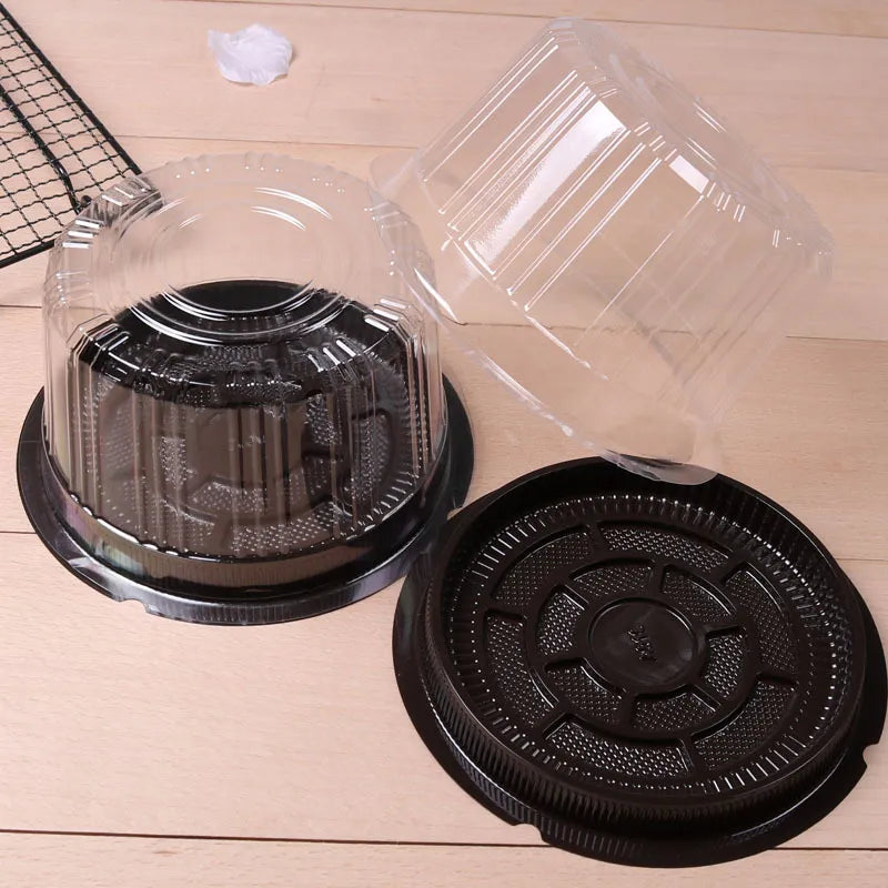 Round Plastic Box With Black Base 10pc Pack Various Options
