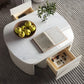 MFurn 
Extendable Coffee Table for Living Room,with 2 Storage Stools and 2 Drawers, White.