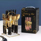 Classic 24 Piece Gold With Marble Handle Dinner Cutlery Set - Various Colour Options