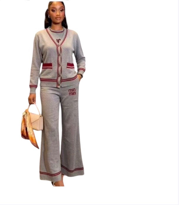 Ladies Trendy Knitted Tracksuit 3pc -Various Colours